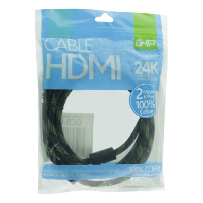 CABLE HDMI GHIA 2 MTS REFORZADO PARA USO RUDO COBRE 4K A 24HZ ETHERNET BOLSA - Image 2